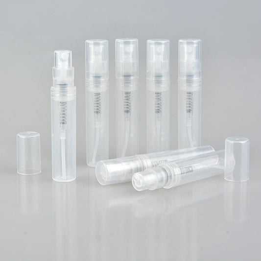 100pcs/lot 2ml 3ml 4ml 5ml Small Round Plastic Containers Perfume Bottles Atomizer Empty Cosmetic Containers For Sample