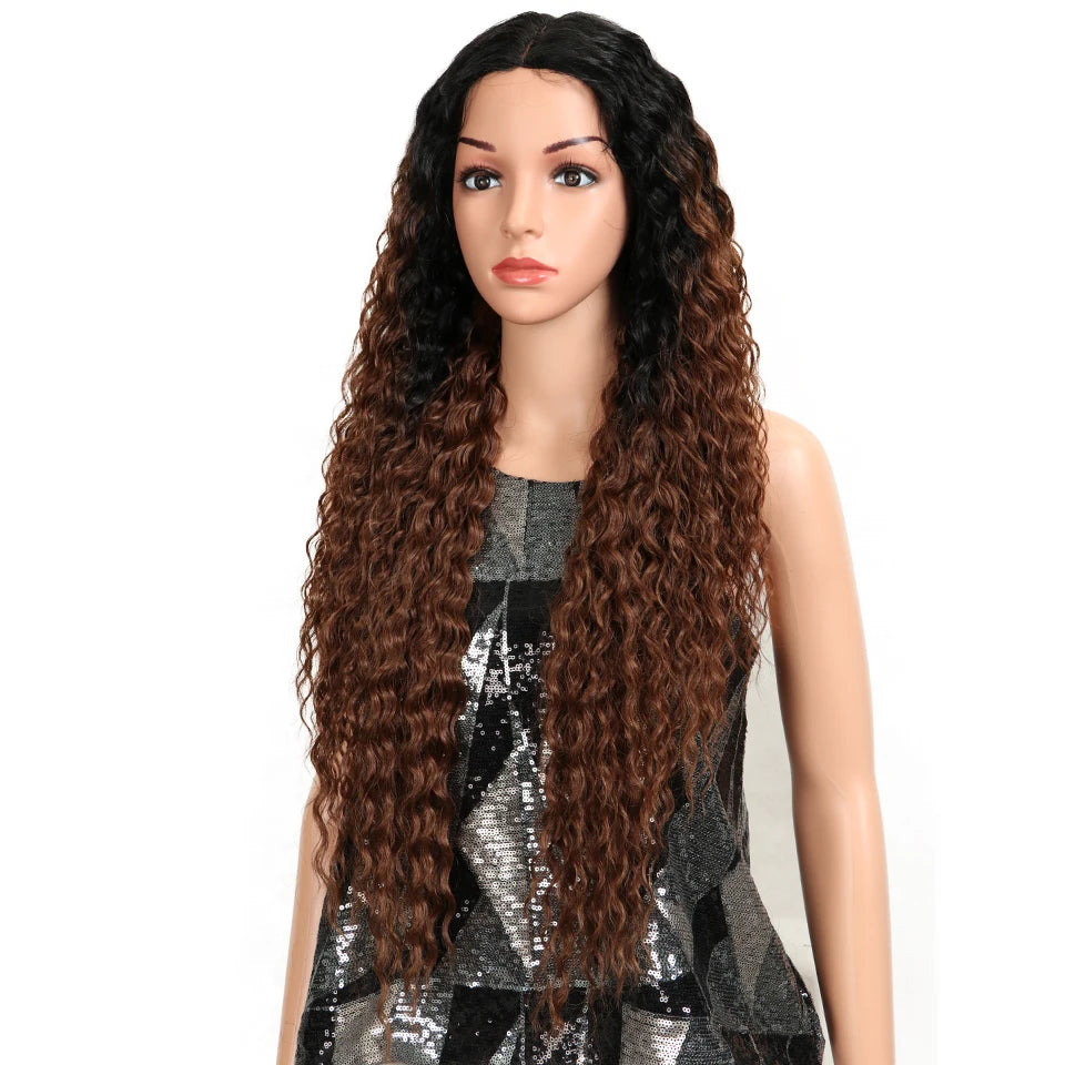 Magic Synthetic Lace Wig Wave Wigs Omber Blonde Wig High Temperature Fiber Curly Hair Wigs For Women Cosplay Lace Front Wig