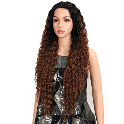 Magic Synthetic Lace Wig Wave Wigs Omber Blonde Wig High Temperature Fiber Curly Hair Wigs For Women Cosplay Lace Front Wig