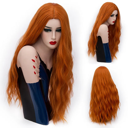 MSIWIGS 70CM Long Pink Wavy Wigs Cosplay Lolita Synthetic Women' s Blonde Wig 29 Colors Heat Resistant Hair