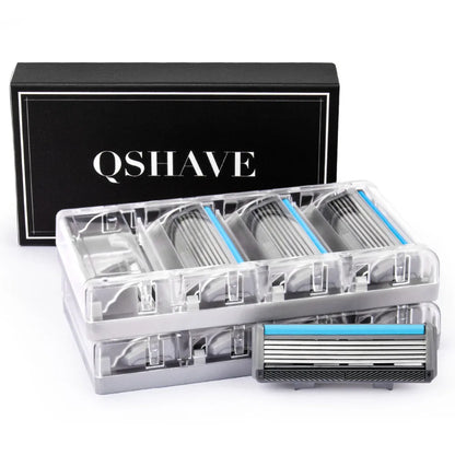 Qshave Black Spider Man Manual Shaving Razor Germany X5 Blade with Trimmer Blade, 4 & 8 &16 Cartridges Choice