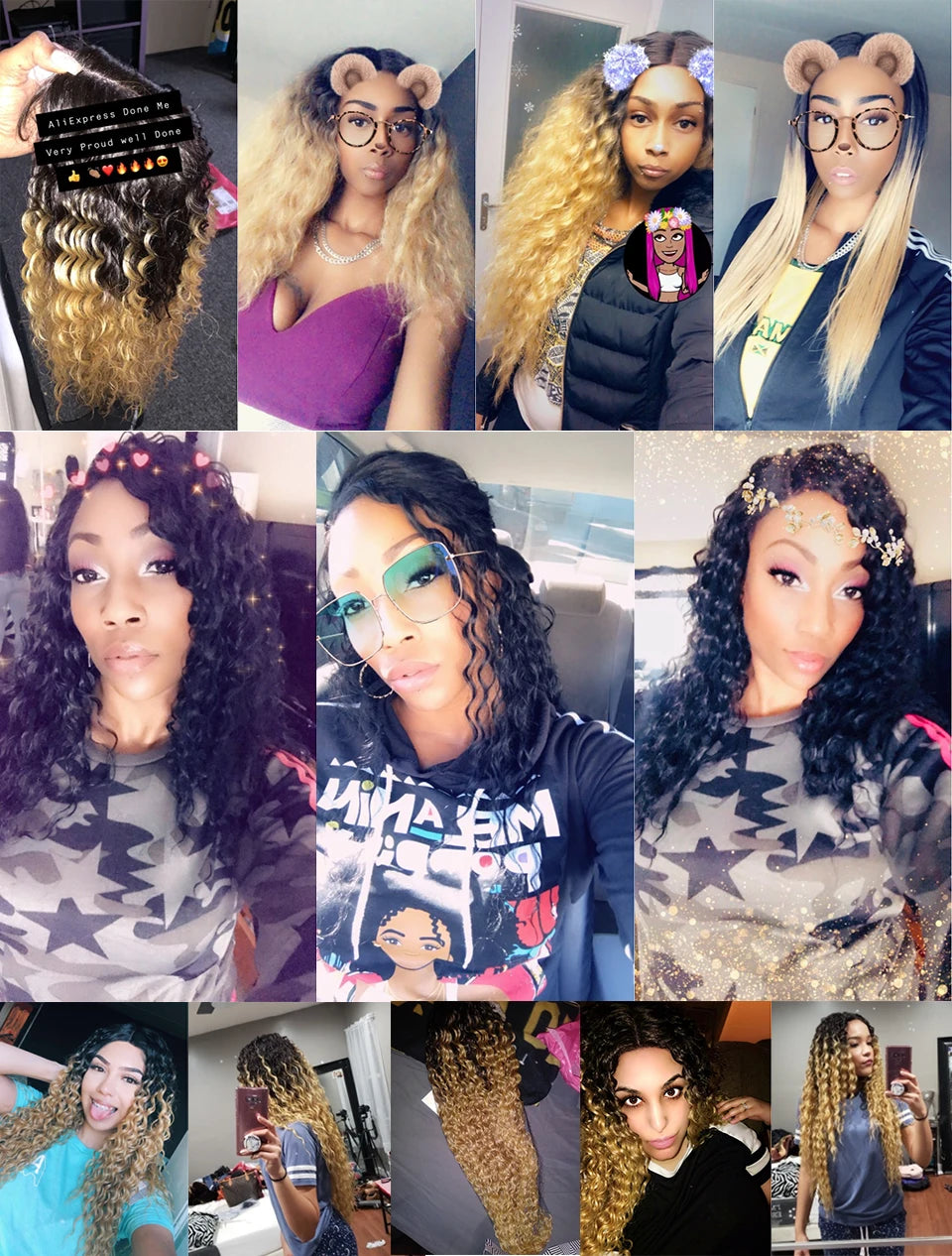 Magic Synthetic Lace Wig Wave Wigs Omber Blonde Wig High Temperature Fiber Curly Hair Wigs For Women Cosplay Lace Front Wig