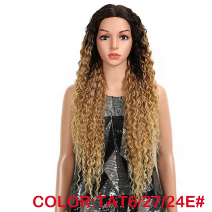Magic Synthetic Lace Wig Wave Wigs Omber Blonde Wig High Temperature Fiber Curly Hair Wigs For Women Cosplay Lace Front Wig