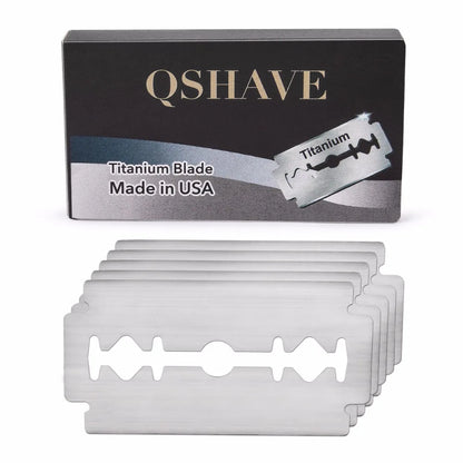 Qshave Short Handle Classic Safety Razor Double Edge Mens Shaving Razor Gift Box Pack Cure Handle, 1 Razor & 5 blades