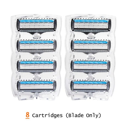 QShave It Blue Series Manual Shaving Razor Blade for Man Blade Refill X5 Blade Plus 1 Trimmer Blade USA Top Blade , 4 Cartridges