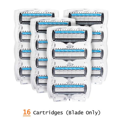QShave It Blue Series Manual Shaving Razor Blade for Man Blade Refill X5 Blade Plus 1 Trimmer Blade USA Top Blade , 4 Cartridges