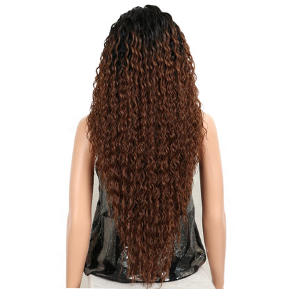 Magic Synthetic Lace Wig Wave Wigs Omber Blonde Wig High Temperature Fiber Curly Hair Wigs For Women Cosplay Lace Front Wig