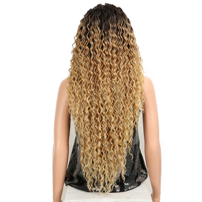 Magic Synthetic Lace Wig Wave Wigs Omber Blonde Wig High Temperature Fiber Curly Hair Wigs For Women Cosplay Lace Front Wig