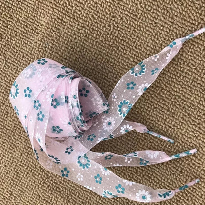 11Color Printing Snow Yarn Lace 2.5CM Width 80CM/100CM/120CM Length ultra-thin transparent lace  Sneaker Sport Shoes Lace