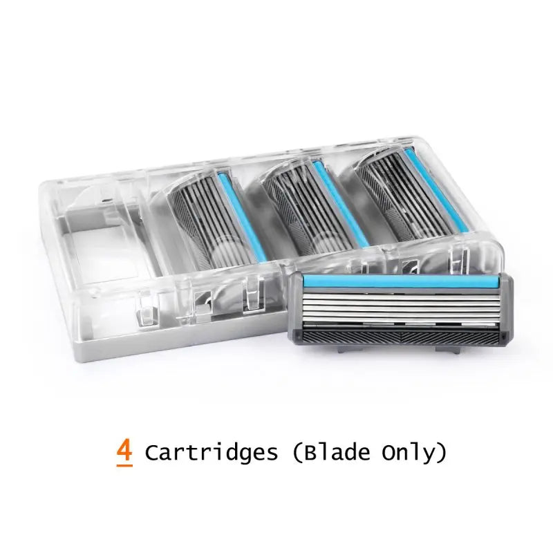 Qshave Black Spider Man Manual Shaving Razor Germany X5 Blade with Trimmer Blade, 4 & 8 &16 Cartridges Choice