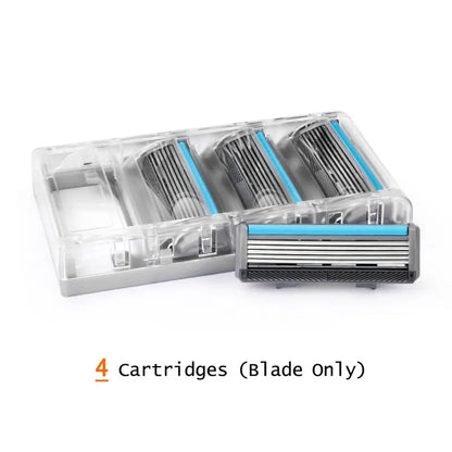 Qshave Black Spider Man Manual Shaving Razor Germany X5 Blade with Trimmer Blade, 4 & 8 &16 Cartridges Choice