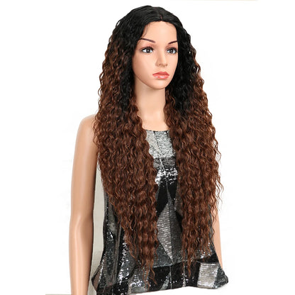 Magic Synthetic Lace Wig Wave Wigs Omber Blonde Wig High Temperature Fiber Curly Hair Wigs For Women Cosplay Lace Front Wig