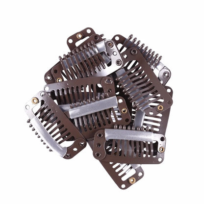 12 pcs 32mm 9-teeth Hair Extension Clips Wig Clips Combs Snap Clips with Rubber for Hair Extension Toupee DIY