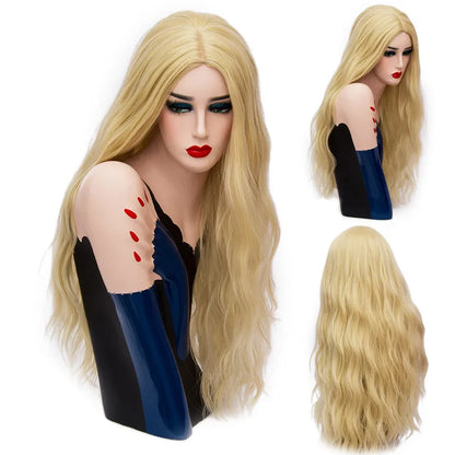 MSIWIGS 70CM Long Pink Wavy Wigs Cosplay Lolita Synthetic Women' s Blonde Wig 29 Colors Heat Resistant Hair