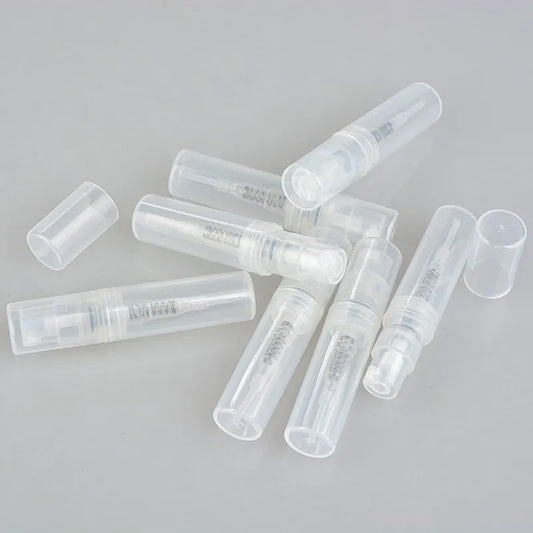 50pcs/lot 2ml 3ml 5ml Mini Plastic Spray Perfume Bottle Refillable Oil Bottles Atomizer Mini Protable Cosmetics Container