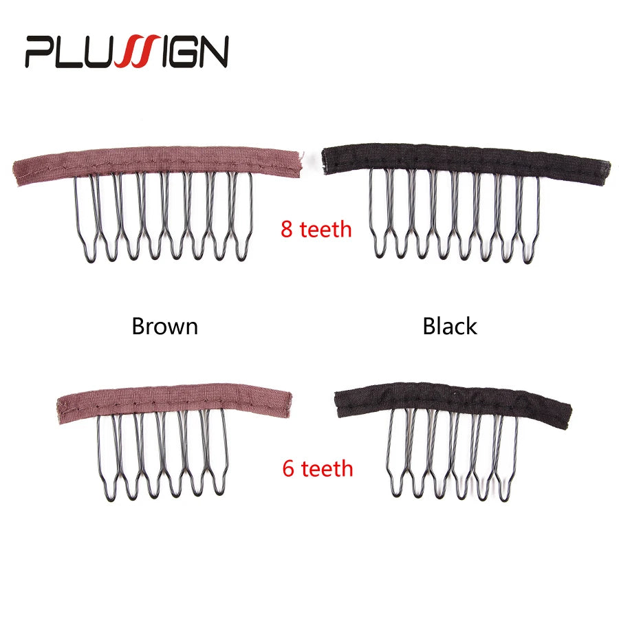 Stainless Steel Wig Combs For Wig Caps 12Pcs/Lot Factory Supply Wig Clips For Hair Extensions Best Clips For Wigs Big 8 Theeth