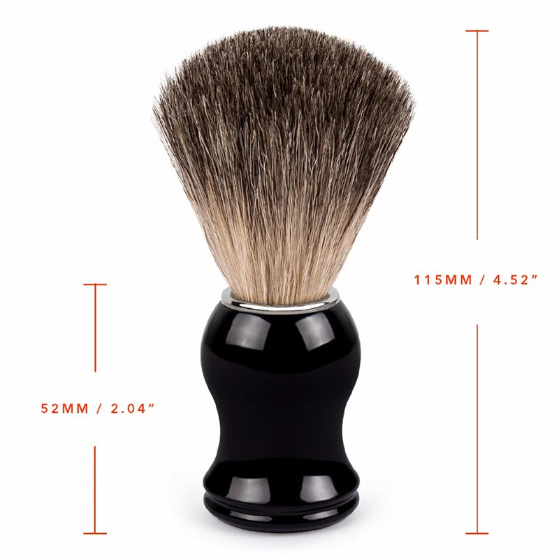 Qshave Man Pure Badger Hair Shaving Brush 100% Original for Razor Edge Safety Straight Classic Safety Razor 11.5cm x 5.2cm