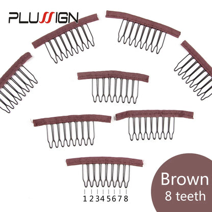 Stainless Steel Wig Combs For Wig Caps 12Pcs/Lot Factory Supply Wig Clips For Hair Extensions Best Clips For Wigs Big 8 Theeth