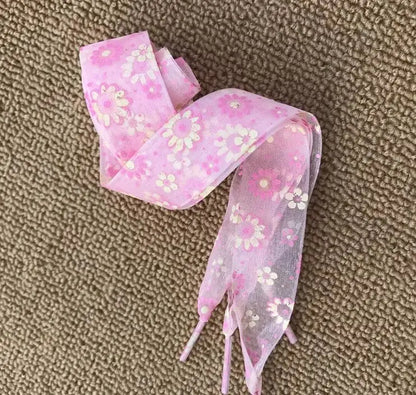 11Color Printing Snow Yarn Lace 2.5CM Width 80CM/100CM/120CM Length ultra-thin transparent lace  Sneaker Sport Shoes Lace