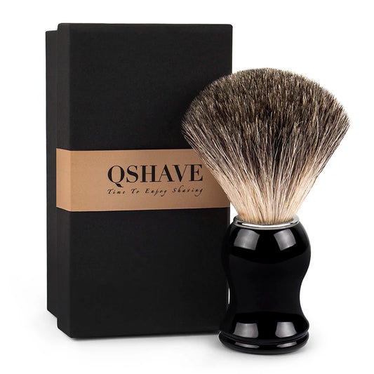 Qshave Man Pure Badger Hair Shaving Brush 100% Original for Razor Edge Safety Straight Classic Safety Razor 11.5cm x 5.2cm
