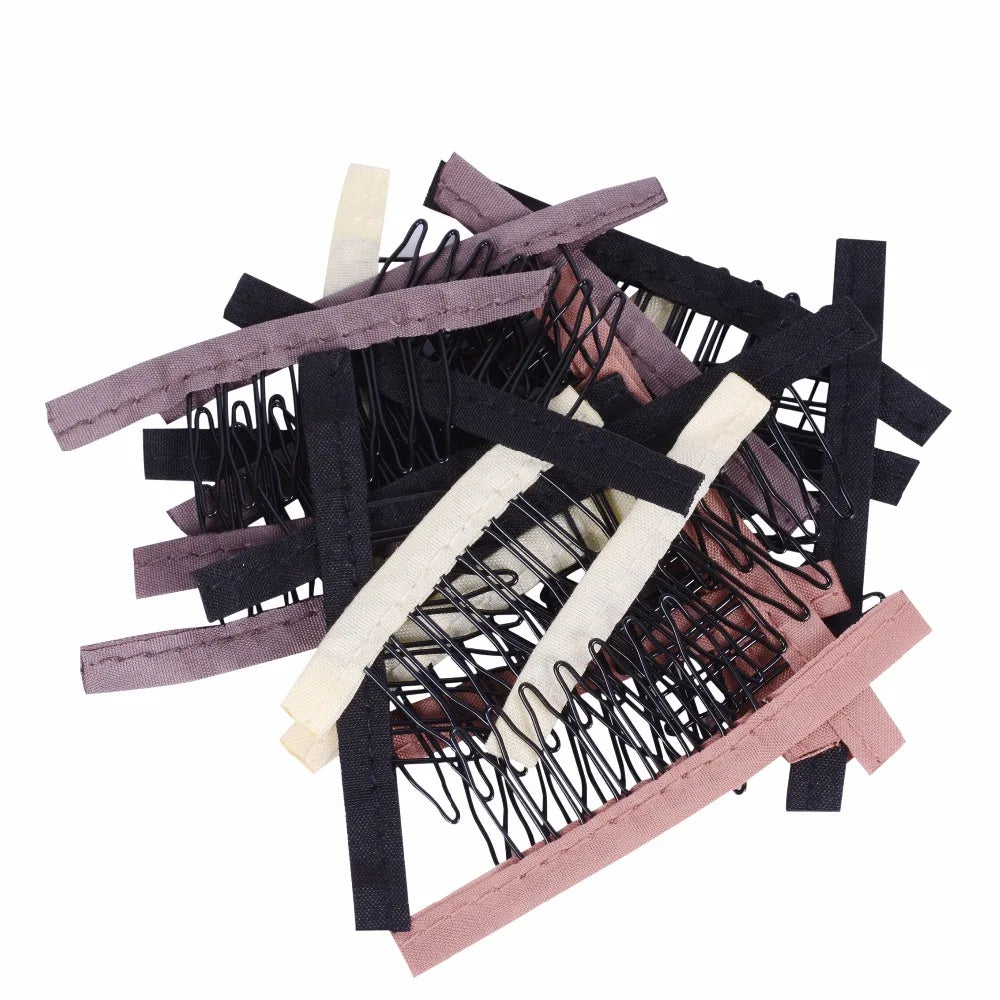 5 Colors Lace Wig Clips Steel Tooth Polyester Durable Cloth Wig Combs for Wig Making Tools Wig Accessories Tools 10pcs/lot