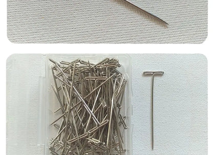 50 Pieces Wig T Pins for Holding Wigs Silver 32mm Long T-pins Styling Tools For Wig Display OLD STREET