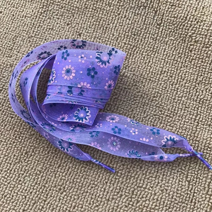 11Color Printing Snow Yarn Lace 2.5CM Width 80CM/100CM/120CM Length ultra-thin transparent lace  Sneaker Sport Shoes Lace
