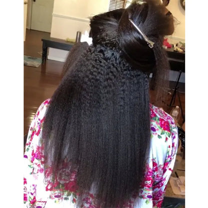 Kinky Straight Bundles Weave Coarse Yaki Straight Weaving Raw Indian Human Hair Bundles With Closure Hair Extensions For Women