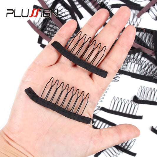 Stainless Steel Wig Combs For Wig Caps 12Pcs/Lot Factory Supply Wig Clips For Hair Extensions Best Clips For Wigs Big 8 Theeth