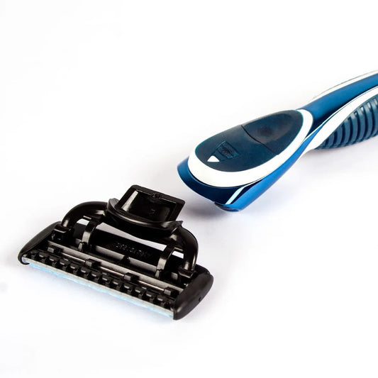 QShave Men Shaving Razor, 1 Handle & 10 Cartridges (9pcs X3 Blade, 1pc X5 Blade)