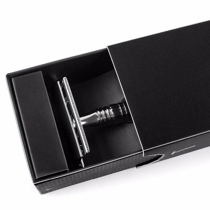Qshave Short Handle Classic Safety Razor Double Edge Mens Shaving Razor Gift Box Pack Cure Handle, 1 Razor & 5 blades