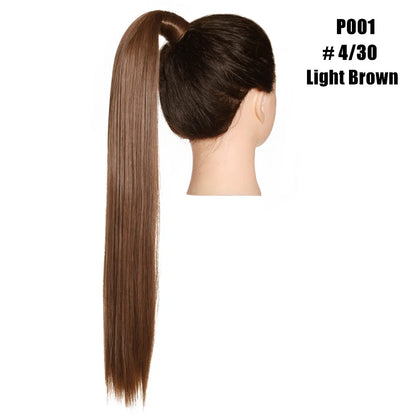 Synthetic Clip in Ponytail Hair Extension Wig Straight Kinky Curly Long Wrap Around Fake Pony Tail Blonde False Afro Hairpiece