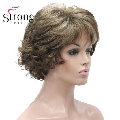 Short Curly Dark Auburn Synthetic Hair Full wig Women's Thick Wigs For Everyday