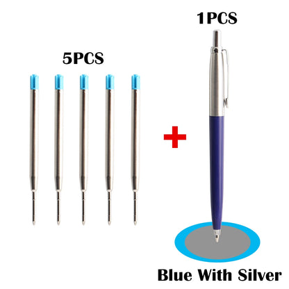 2/6/10/PCS GENKKY Ballpoint Pen Metal Materiall Press Style Ball Pens For School Office Writing Point 0.7mm Ink Color Black Blue
