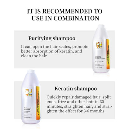 PURC Hair Purifying Shampoo Conditioner Keratin Hair Treatment Straightening Smoothing Professional Hair Care Salon Products