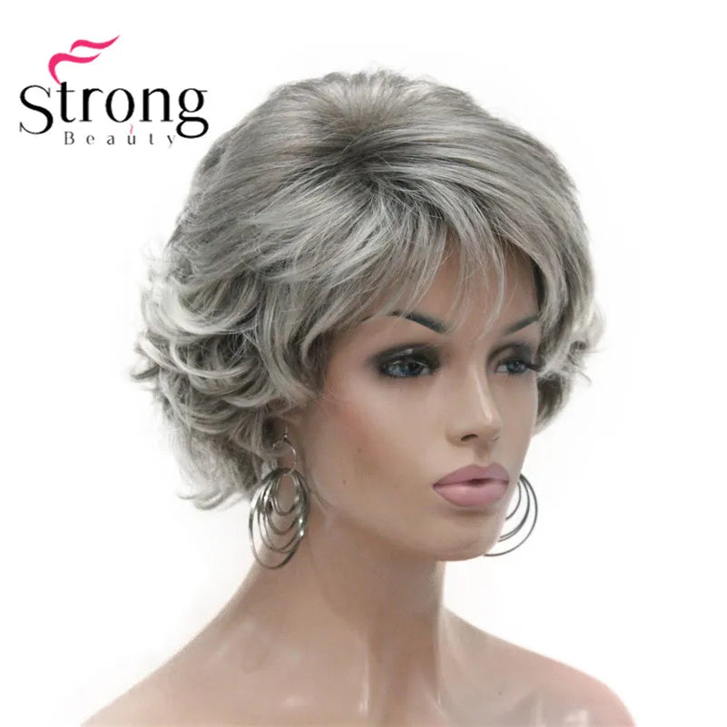 Short Curly Dark Auburn Synthetic Hair Full wig Women's Thick Wigs For Everyday