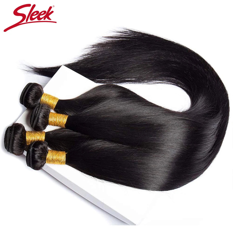 Sleek Brazilian Straight Human Hair Bundles 1/3/4 Pcs Hair Weaving Remy Bundles Human Hair Bone Straight Human Hair Extension