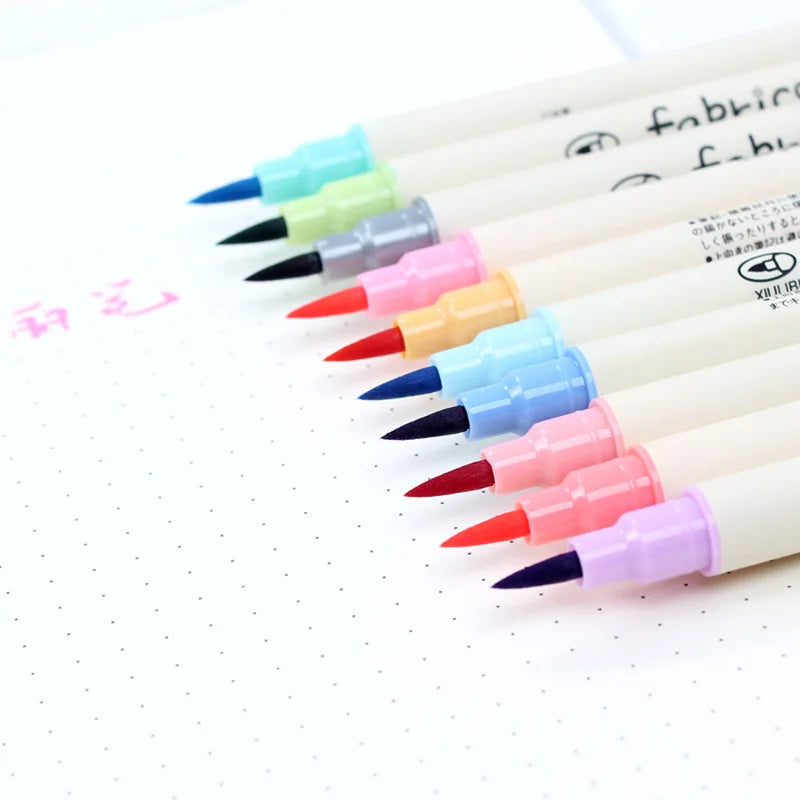 10 Colors Brush Pen Set Fabricolor Marker Pen Soft Tip Colour Brushpen Calligraphy Finecolour Brush Felt Art Markers Stationery