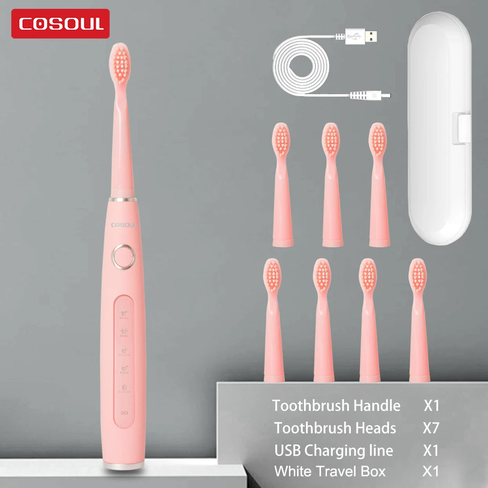 Electric Toothbrush Sonic Rechargeable Top Quality Smart Chip Toothbrush Head Replaceable Whitening Healthy Best Gift !