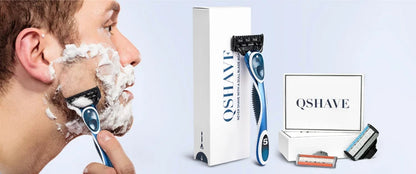 QShave It Blue Series Manual Shaving Razor Blade for Man Blade Refill X5 Blade Plus 1 Trimmer Blade USA Top Blade , 4 Cartridges