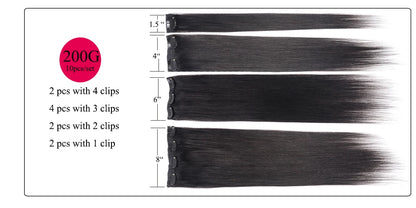 Doreen 160G 200G 240G Volume Series Brazilian Machine Remy Straight Clip In Human Hair Extensions  Full Head 10Pcs 16 to 24 Inch