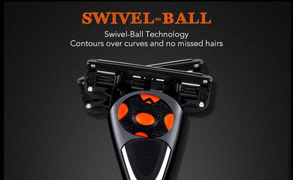 Qshave Black Spider New 6 Blade Razor Shaver for Man (1pc Handle, 2pc Germany X6 Blade)