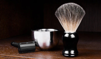 Qshave Man Pure Badger Hair Shaving Brush 100% Original for Razor Edge Safety Straight Classic Safety Razor 11.5cm x 5.2cm