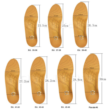 KOTLIKOFF High Quality Leather Orthotics Insole For Flat Foot Arch Support 25mm Orthopedic Silicone Insoles For Men And Women