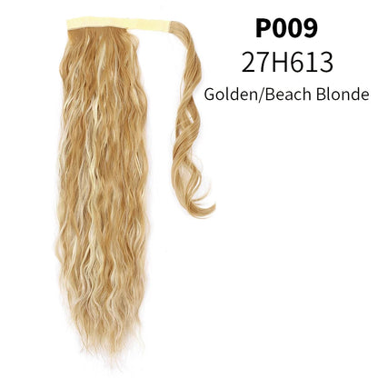 Synthetic Clip in Ponytail Hair Extension Wig Straight Kinky Curly Long Wrap Around Fake Pony Tail Blonde False Afro Hairpiece