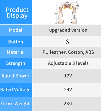JinKaiRui U Shape Electrical Shiatsu Body Shoulder Neck Massager Back Infrared 4D kneading Massage Car Home Best Gift HealthCare