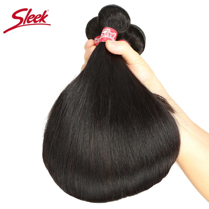 Sleek Brazilian Straight Human Hair Bundles 1/3/4 Pcs Hair Weaving Remy Bundles Human Hair Bone Straight Human Hair Extension