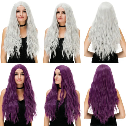 MSIWIGS 70CM Long Pink Wavy Wigs Cosplay Lolita Synthetic Women' s Blonde Wig 29 Colors Heat Resistant Hair