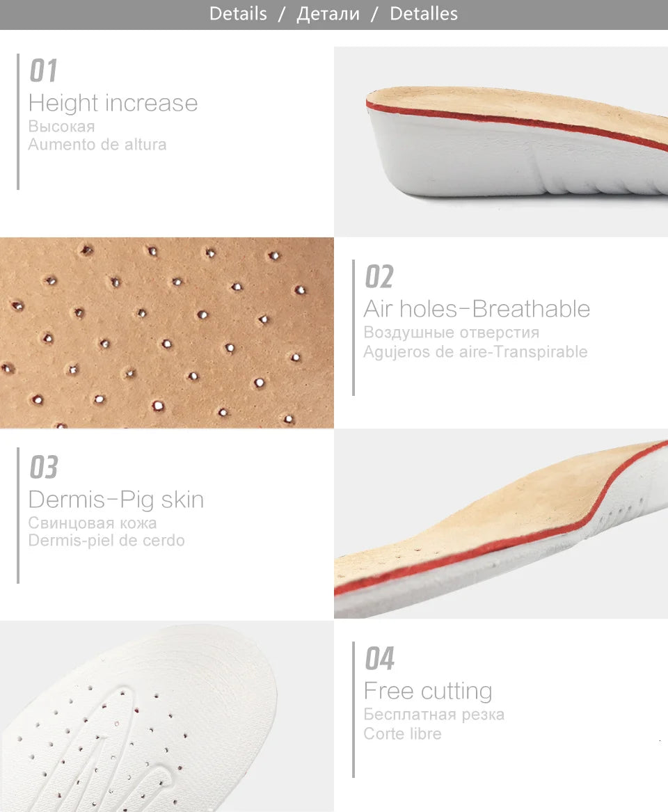 KOTLIKOFF Height Increase Insoles For Growth 1.5/2.5/3.5cm Invisible Height Lift Insole Inner Shoes Sole Heel Heightening Insert