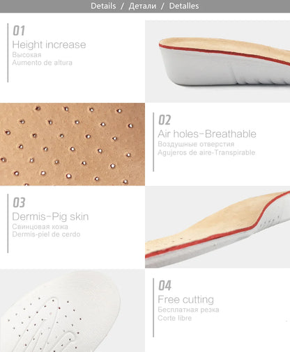 KOTLIKOFF Height Increase Insoles For Growth 1.5/2.5/3.5cm Invisible Height Lift Insole Inner Shoes Sole Heel Heightening Insert